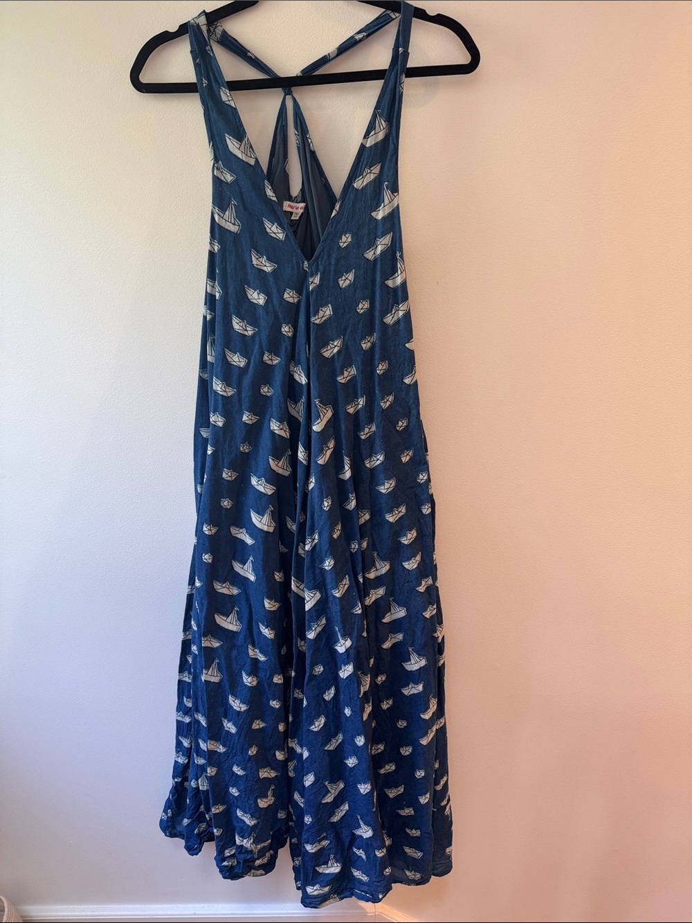 Blue Boat-Print Maxi Dress - Marie Eiffel